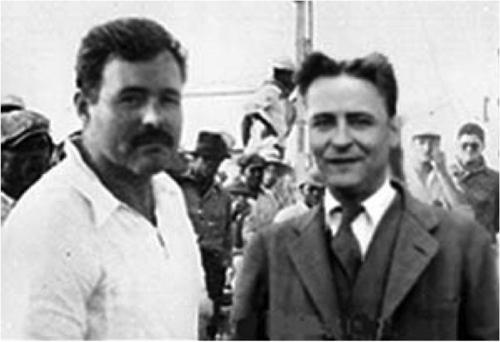 The famous Fitzgerald and Hemingway in Paris picture. Via ernestmillerhemingway.blogspot.com